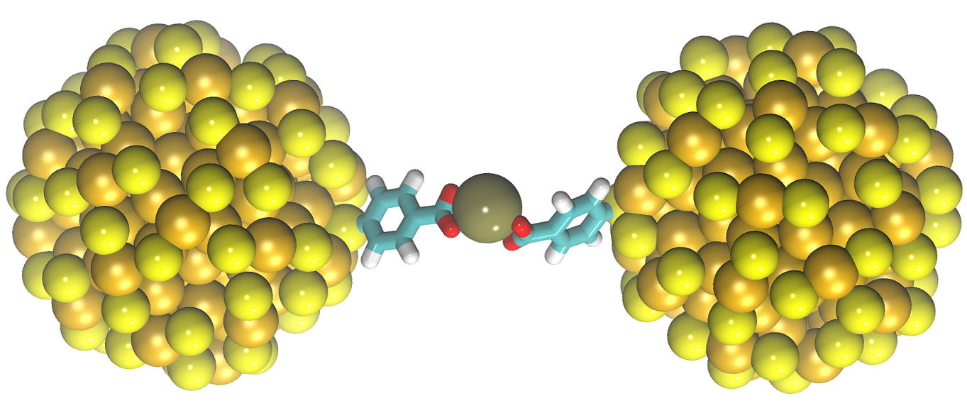 Salt bridge formed between two nanoparticles